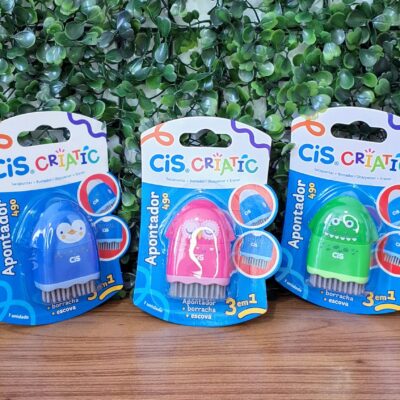 APONTADOR CRIATIC 3 EM 1 + BORRACHA E ESCOVA  - CIS