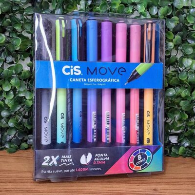 CANETA MOVE 0,7MM ESFEROGRÁFICA 8 CORES  - CIS
