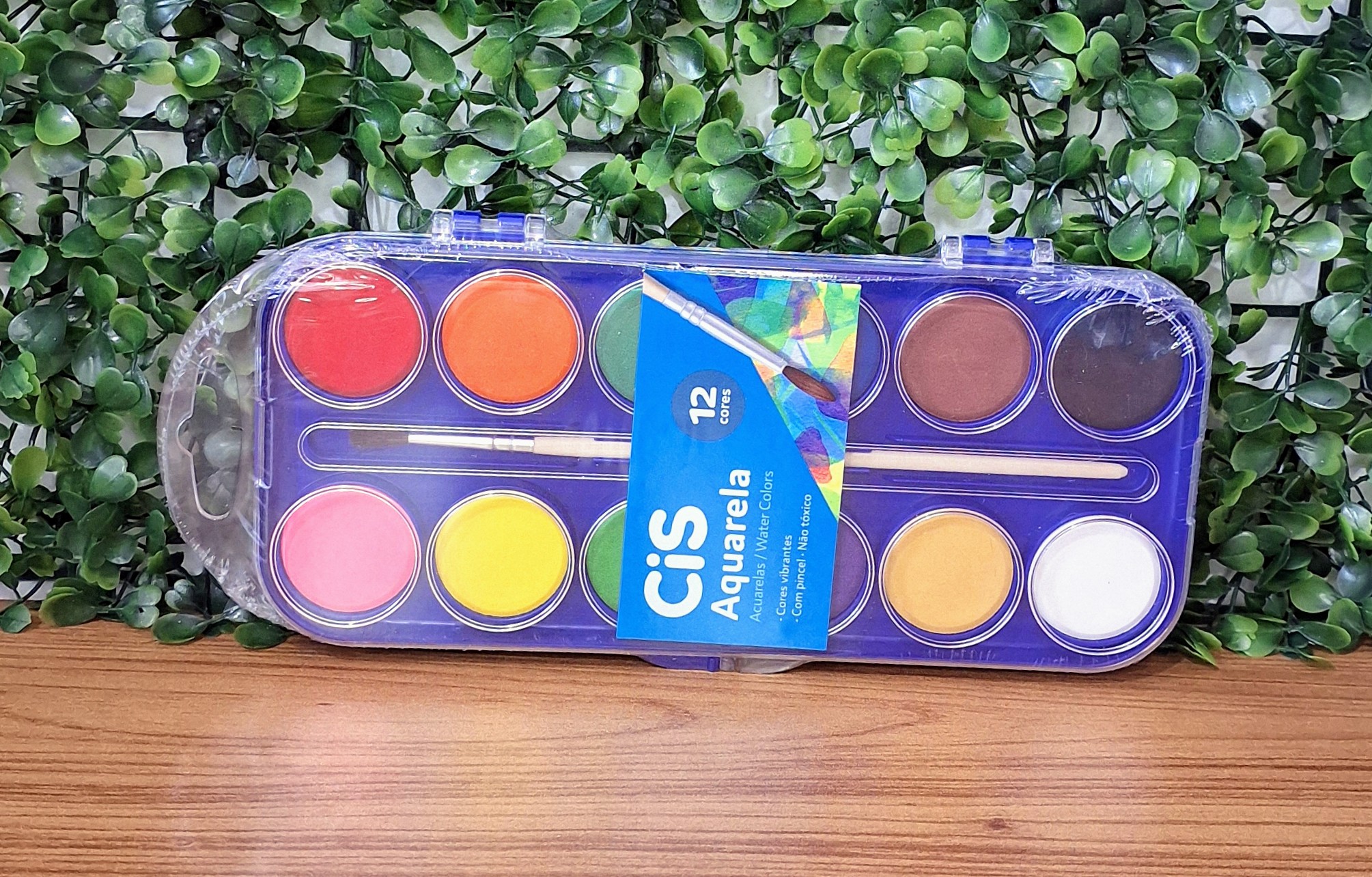 TINTA AQUARELA ESTOJO 12 CORES + PINCEL TINTA  - CIS