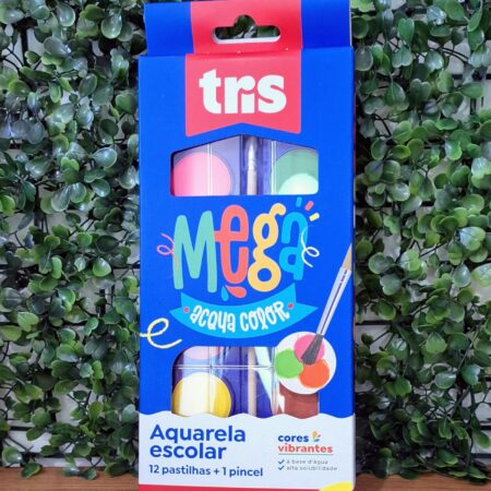 AQUARELA MEGA ACQUA COLOR 12 CORES + PINCEL  - TRIS