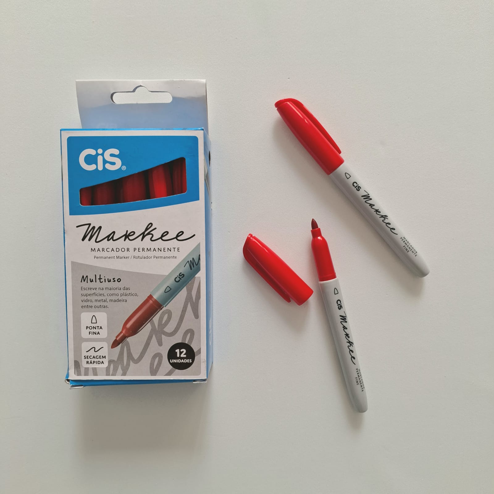 CANETA MARCADOR PERMANENTE MARKER 1.0 MM - CIS - VERMELHO