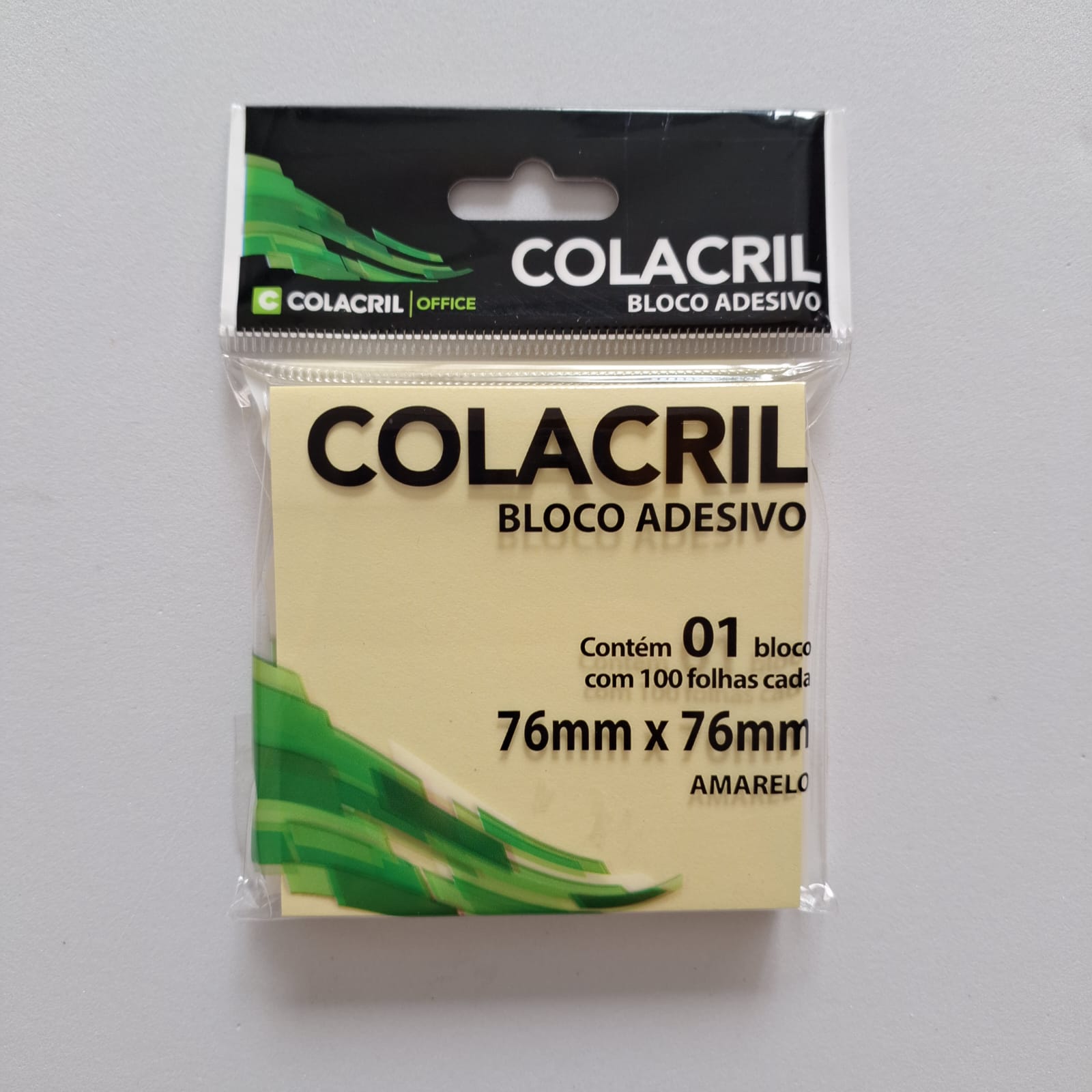 BLOCO ADESIVO 76X76 100F - COLACRIL - AMARELO